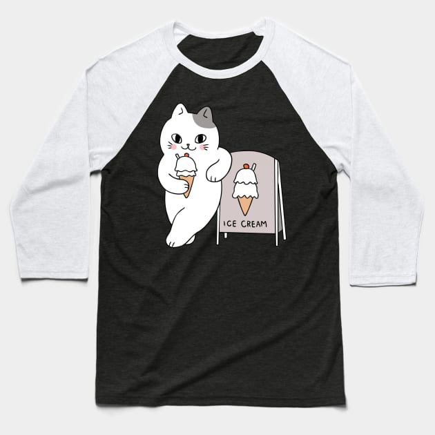 ice cream cat Baseball T-Shirt by stephens69